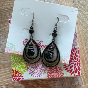 Premier Designs Black and Gold Geometric Earrings